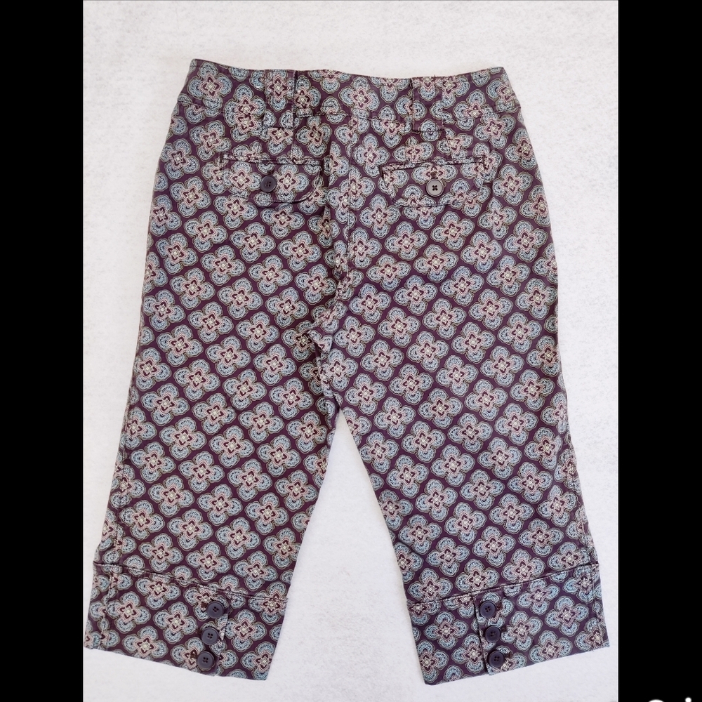 Ann Taylor LOFT 4P Medallion Print Crop Capri Pants Petite